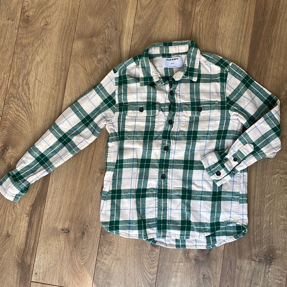 * 3/$10 *  Old Navy kids green plaid button down flannel